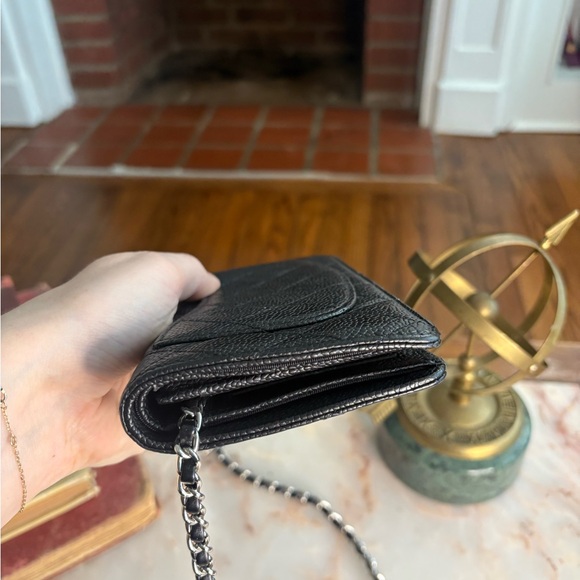 CHANEL Silver Hardware Black Quilted Leather Wallet w/ Chain Strap | WOC - Picture 5 of 10